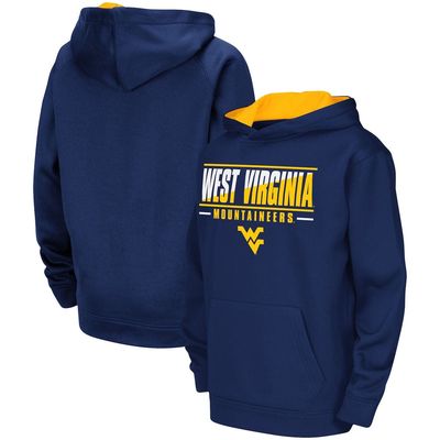 Youth Colosseum Navy West Virginia Mountaineers Dean Slash Stack Pullover Hoodie