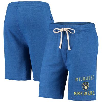 Men's Concepts Sport Heathered Royal Milwaukee Brewers Mainstream Tri-Blend Shorts in Heather Royal