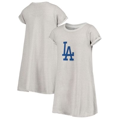 Girls Youth Soft as a Grape Heathered Gray Los Angeles Dodgers Melange Dress in Heather Gray