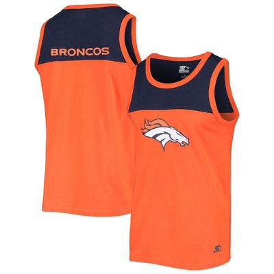 Men's Starter Orange/Navy Denver Broncos Team Touchdown Fashion Tank Top