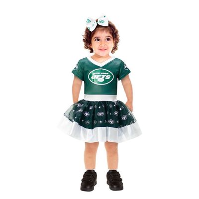 JERRY LEIGH Girls Toddler Green New York Jets Tutu Tailgate Game Day V-Neck Costume