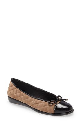 The FLEXX Riseco Quilted Ballet Flat in Peanut Suede/black