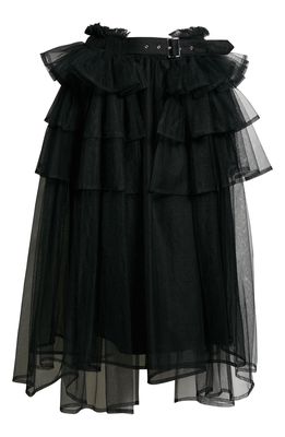 Noir Kei Ninomiya Tiered Tulle Midi Skirt in Black