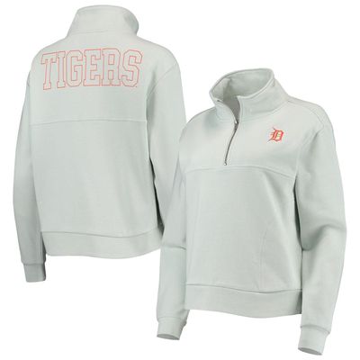 Women's The Wild Collective Light Blue Detroit Tigers Two-Hit Quarter-Zip Pullover Top