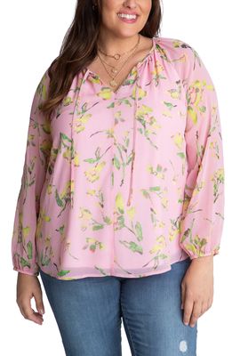 Adyson Parker Floral Long Sleeve Blouse in Pale Rosewood Combo