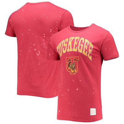 Men's Original Retro Brand Crimson Tuskegee Golden Tigers Bleach Splatter T-Shirt