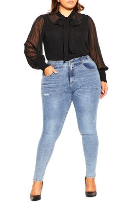 City Chic Harley Linked High Waist Skinny Jeans in Mid Denim