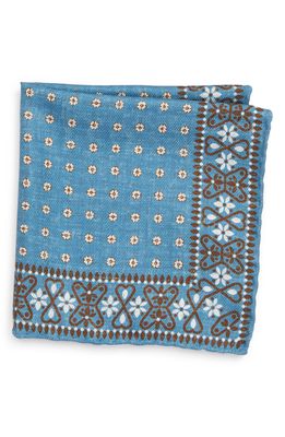 EDWARD ARMAH Mini Floral Neat Pocket Square in Med. Blue