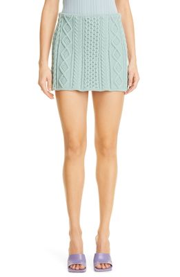 AKNVAS Tiffany Cable Knit Skirt in Slate Green