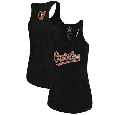 Women's Soft as a Grape Black Baltimore Orioles Plus Size Swing for the Fences Racerback Tank Top