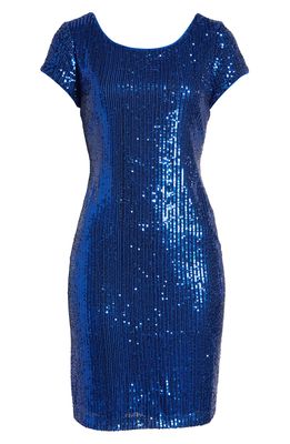 Connected Apparel Sequin Dress in Cobalt