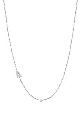 BYCHARI Asymmetric Initial & Diamond Pendant Necklace in 14K White Gold-A