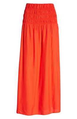 Charlie Holiday Marsha Linen & Cotton Maxi Skirt in Fiery Orange