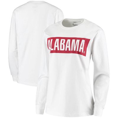Women's Pressbox White Alabama Crimson Tide Big Block Whiteout Long Sleeve T-Shirt