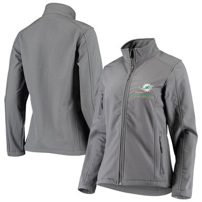 DUNBROOKE Women's Graphite Miami Dolphins Full-Zip Sonoma Softshell Jacket