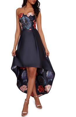 Chi Chi London Albia Strapless High-Low Gown in Navy