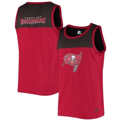 Men's Starter Red/Pewter Tampa Bay Buccaneers Team Touchdown Fashion Tank Top