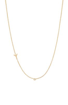 BYCHARI Asymmetric Initial & Diamond Pendant Necklace in 14K Yellow Gold-Y