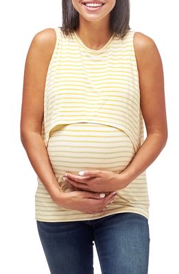 Nom Maternity Sophia Maternity/Nursing Tank Top in White/Marigold Stripe