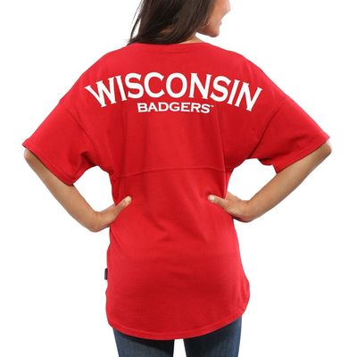 Women's Red Wisconsin Badgers Spirit Jersey Oversized T-Shirt