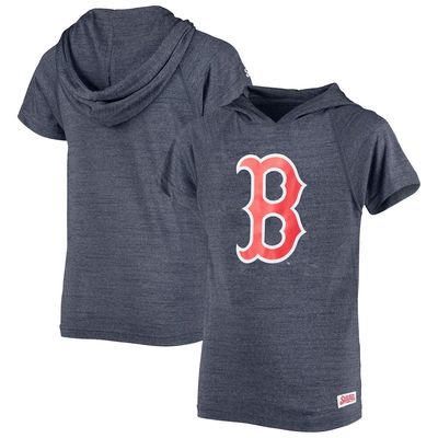 Youth Stitches Heathered Navy Boston Red Sox Raglan Short Sleeve Pullover Hoodie in Heather Navy