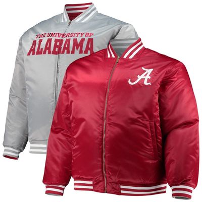 PROFILE Men's Crimson/Gray Alabama Crimson Tide Big & Tall Reversible Satin Full-Zip Jacket