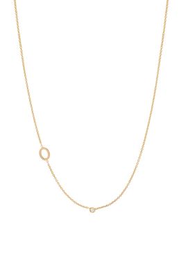 BYCHARI Asymmetric Initial & Diamond Pendant Necklace in 14K Yellow Gold-O