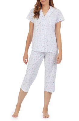 Eileen West Floral Cotton Capri Pajamas in White Novl