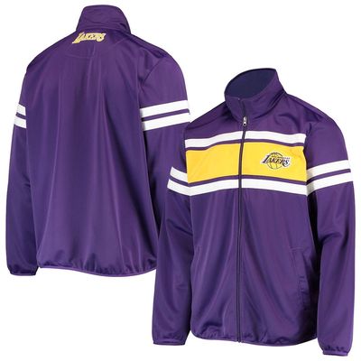 Men's G-III Sports by Carl Banks Purple Los Angeles Lakers Power Pitcher Full-Zip Track Jacket