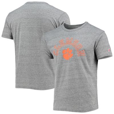 Men's League Collegiate Wear Heathered Gray Clemson Tigers Tide Seal Nuevo Victory Falls Tri-Blend T-Shirt in Heather Gray