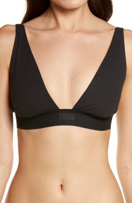 SKIMS Rib Stretch Cotton Plunge Bralette in Soot