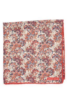 EDWARD ARMAH Floral Print Pocket Square in Red