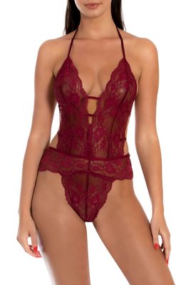 In Bloom by Jonquil Layla Lace Thong Teddy in Bordeaux