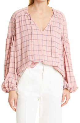 MUNTHE Chip Long Sleeve Plaid Blouse in Rose