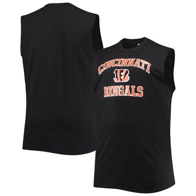 PROFILE Men's Black Cincinnati Bengals Big & Tall Muscle Tank Top