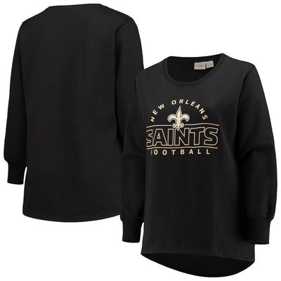 PROFILE Women's Black New Orleans Saints Plus Size Fleece Pullover Sweatshirt