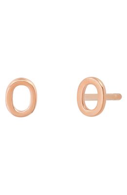 BYCHARI Small Initial Stud Earrings in 14K Rose Gold-O