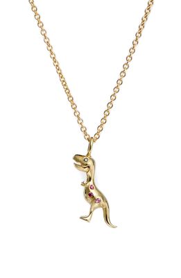 Daniela Villegas x Jurassic Park 25th Anniversary Mini Baby T-Rex Ruby Pendant Necklace in Gold