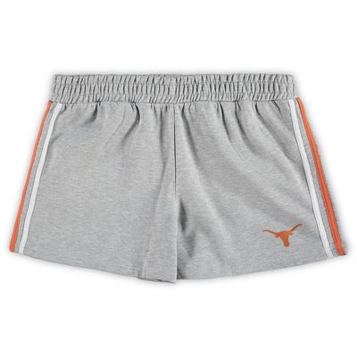 PROFILE Women's Heathered Gray Texas Longhorns Plus Size 2-Stripes Shorts in Heather Gray