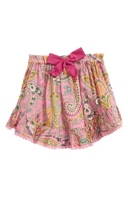 Zimmermann Kids' Teddy Paisley Ruffle Cotton Skirt in Pink Paisley