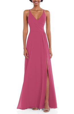 After Six Wrap Bodice Chiffon Gown in Tea Rose