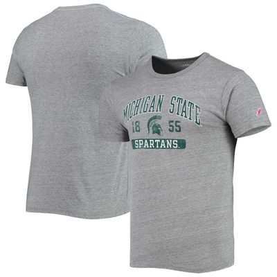 Men's League Collegiate Wear Heathered Gray Michigan State Spartans Volume Up Victory Falls Tri-Blend T-Shirt in Heather Gray