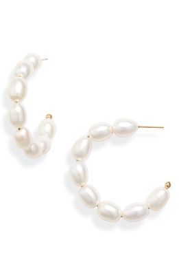 Knotty Imitation Pearl Hoop Earrings