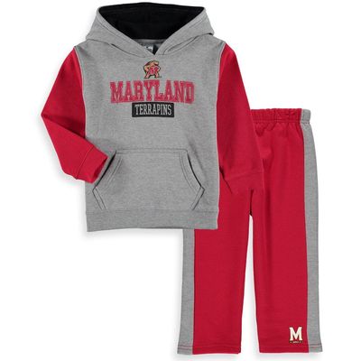 Toddler Colosseum Heathered Gray/Red Maryland Terrapins Back To School Fleece Hoodie And Pant Set in Heather Gray