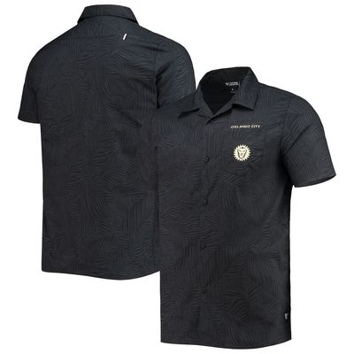 Men's The Wild Collective Black Orlando City SC Abstract Palm Button-Up Shirts