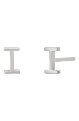 BYCHARI Small Initial Stud Earrings in 14K White Gold-I