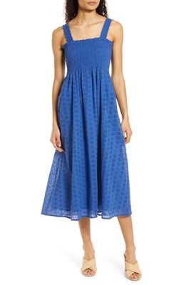 Area Stars Camila Smocked Cotton Eyelet Sundress in Blue