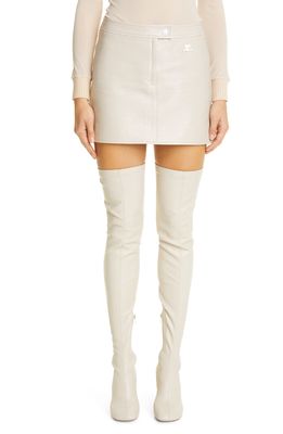 Courreges Coated Stretch Cotton Miniskirt in Mastic