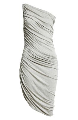Norma Kamali Normal Kamali Diana Ruched One-Shoulder Dress in Light Grey