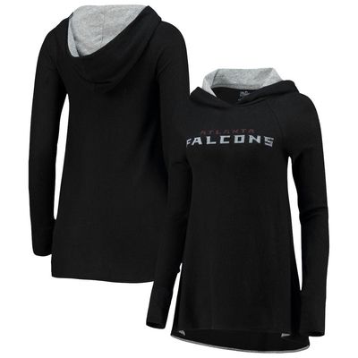 Women's Majestic Threads Black Atlanta Falcons Brushed Hacci 3/4-Sleeve Tri-Blend Raglan Pullover Hoodie